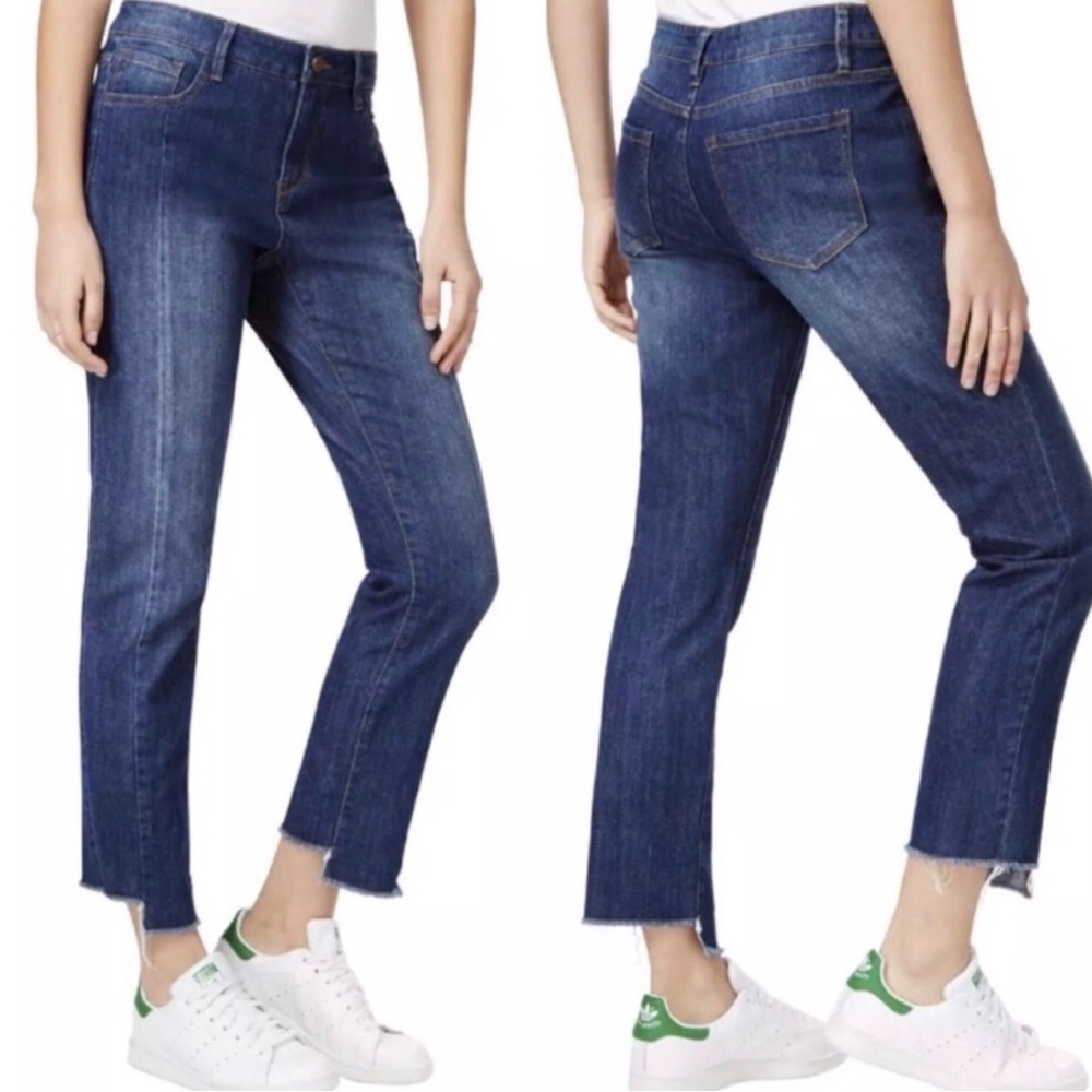 Rachel Rachel Roy | Straight Ankle Jean 31 Blue Frayed Hem